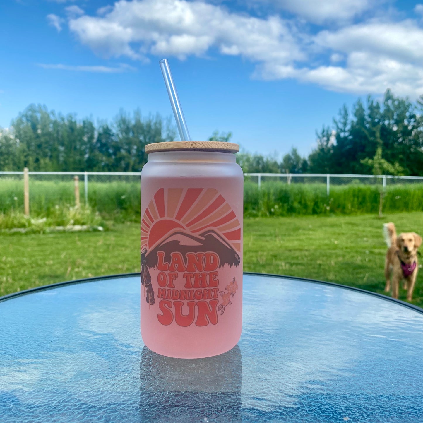 “Land of the Midnight Sun” Frosted Glass Cup