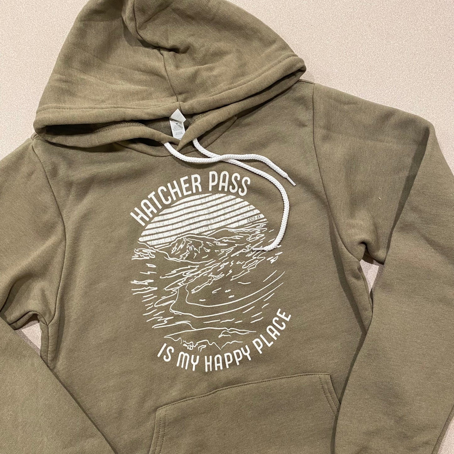 “Hatcher Pass is my Happy Place" Hoodie (heather olive on sale! S-3X available)