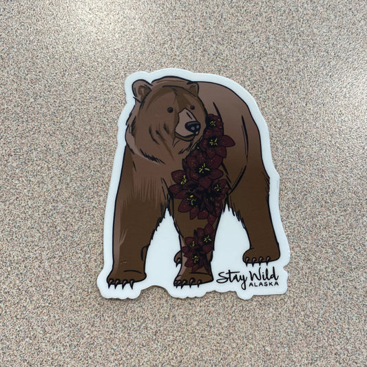 Grizzly Bear & Chocolate Lily “Stay Wild” Sticker
